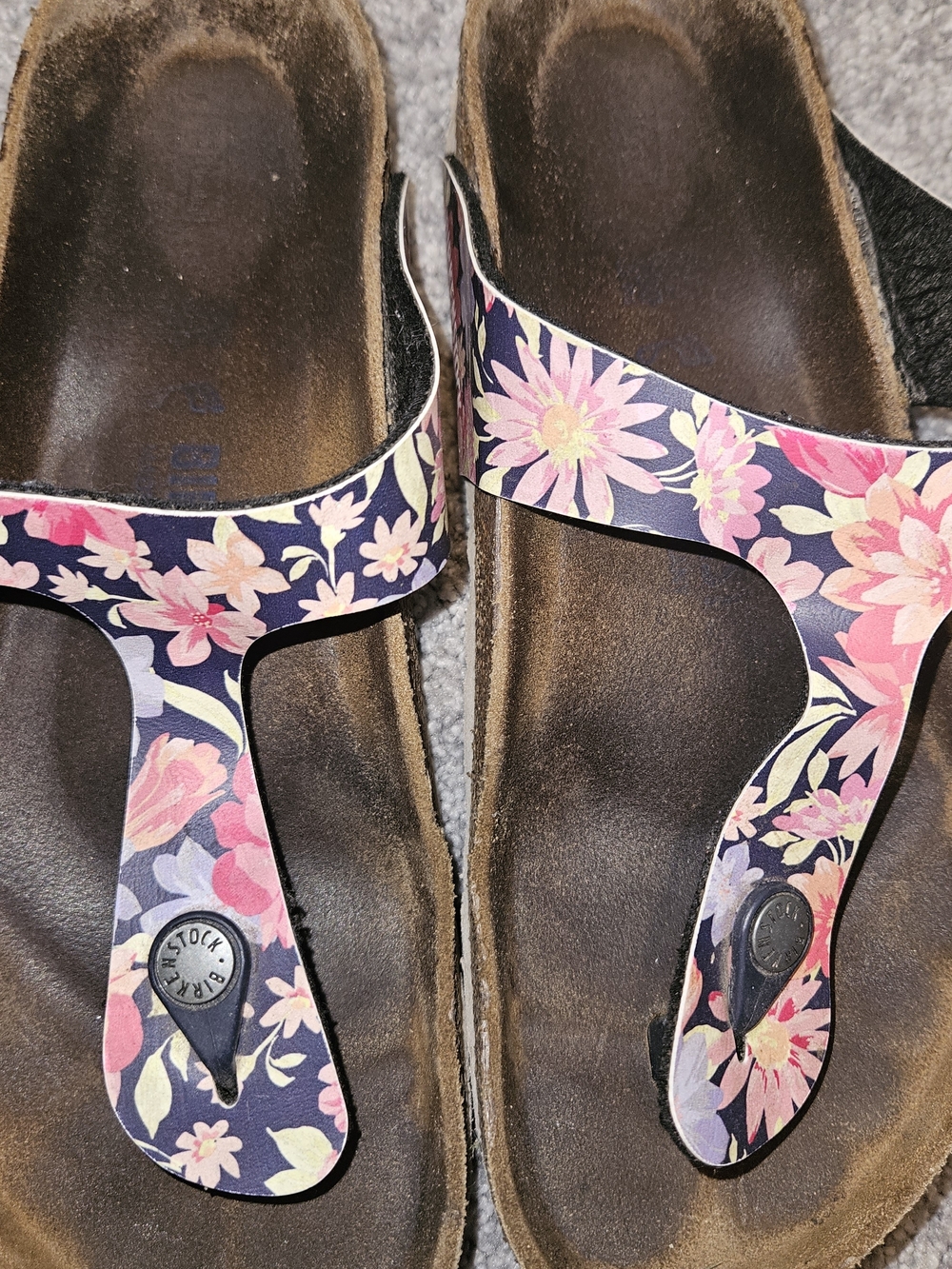 Birkenstock Floral Gizeh Thong Sandals - Pink Multi - Picture 2 of 4